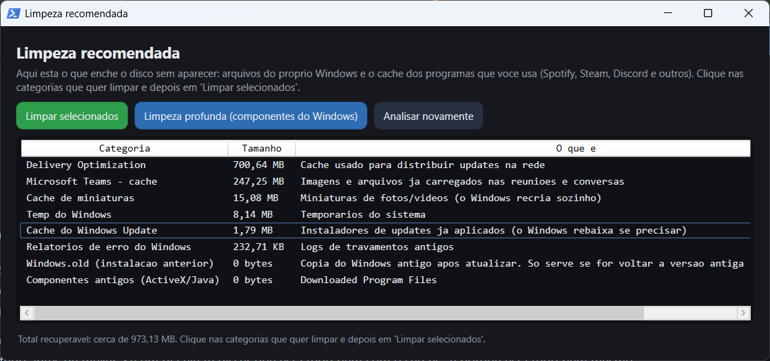 Aba Limpar do PC Repair